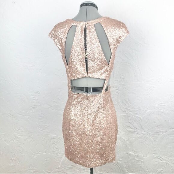 Trixxi rose gold allover sequin cutout mini dress - Picture 5 of 8